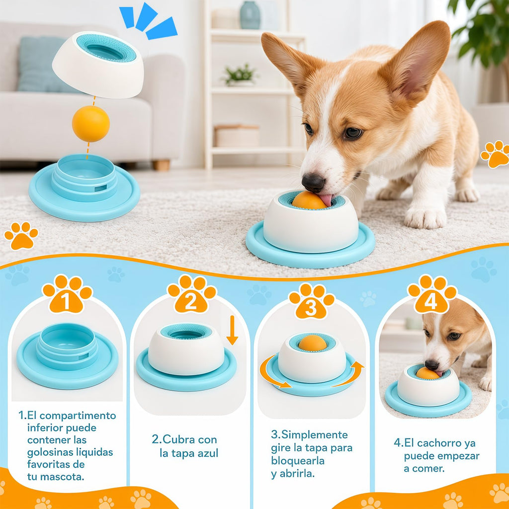 GWMWON 2PCS Plato para Lamer para Perro,Cuenco para lamer para Gatos,Nteractivo y Divertido Comedero Antideslizante Lick Bowl,Alivia la ansiedad y favorece la digestión (Azul y Blanco)