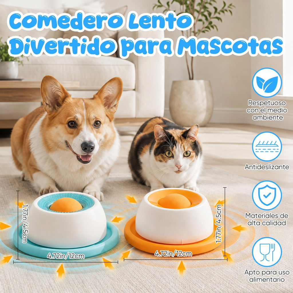 GWMWON 2PCS Plato para Lamer para Perro,Cuenco para lamer para Gatos,Nteractivo y Divertido Comedero Antideslizante Lick Bowl,Alivia la ansiedad y favorece la digestión (Azul y Blanco)